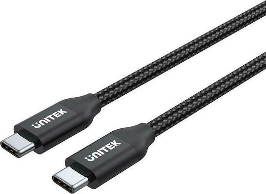 Unitek Braided USB 2.0 Cable USB-C male - USB-C 100W PD Μαύρο 2m C14059BK