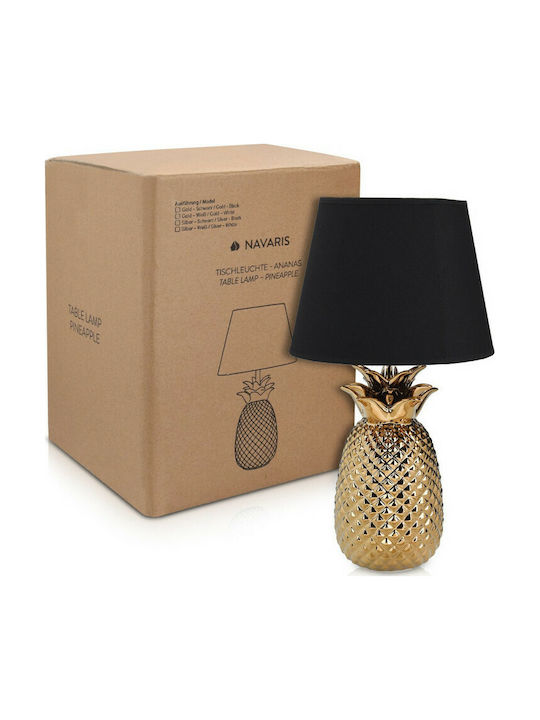 Navaris Metall Tischlampe mit Schwarz Schirm und Gold Basis