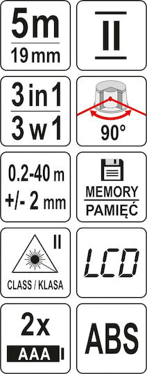 Yato Tape Measure with Auto-Rewind 19mm x 5m με Laser