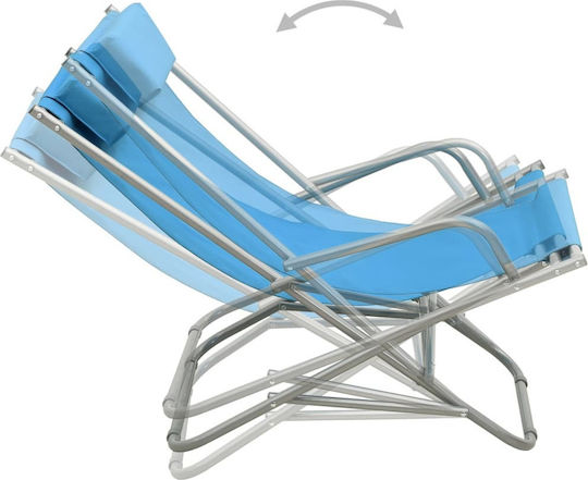 vidaXL Scăunel de Plajă cu Spătar Înalt Turcoaz 61cm. Set 2buc