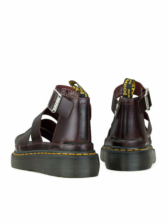 Clarissa II Quad Leather Women's Flat Sandals With a strap Flatforms In Red Colour
