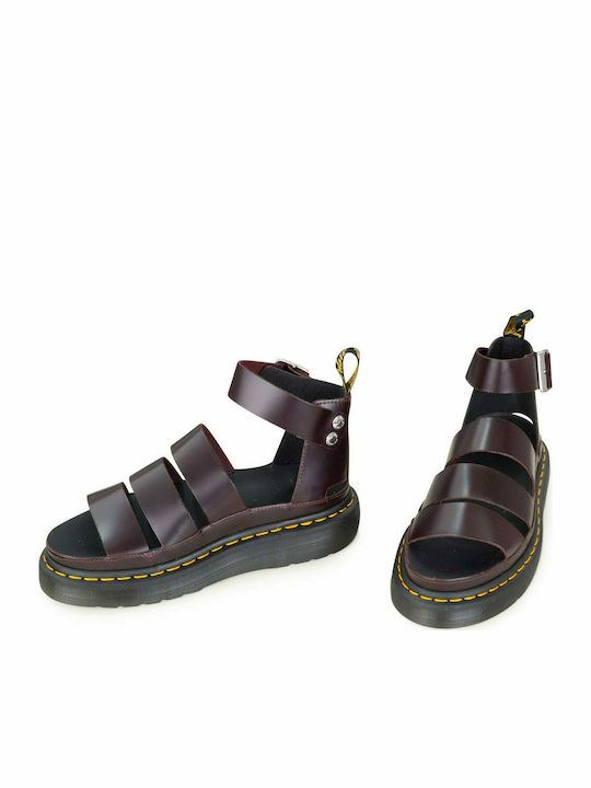 Clarissa II Quad Leather Women's Flat Sandals With a strap Flatforms In Red Colour
