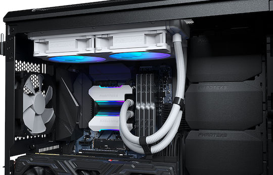 Phanteks Glacier One 240 MPH Wasserkühlung für Prozessor Doppelter Ventilator 120mm für Sockel AM4/1200/115x mit RGB Beleuchtung Weiß