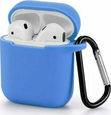 ObaStyle Hülle Silikon mit Haken in Blau Farbe für Apple AirPods 1 / AirPods 2