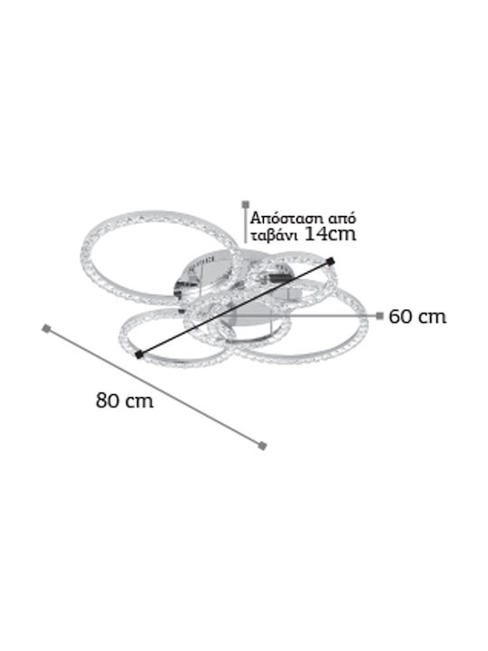 Inlight Ceiling Mount Light 80cm Silver with Integrated LED and Crystals