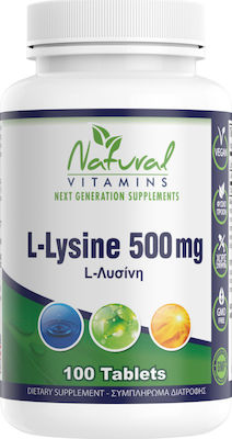 Natural Vitamins L-Lysine 500mg 100 ταμπλέτες