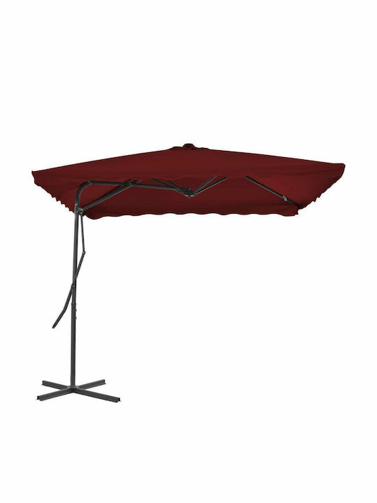 Hanging Square Garden Parasol Metal Burgundy 2.5x2.5xHeight 2.3m