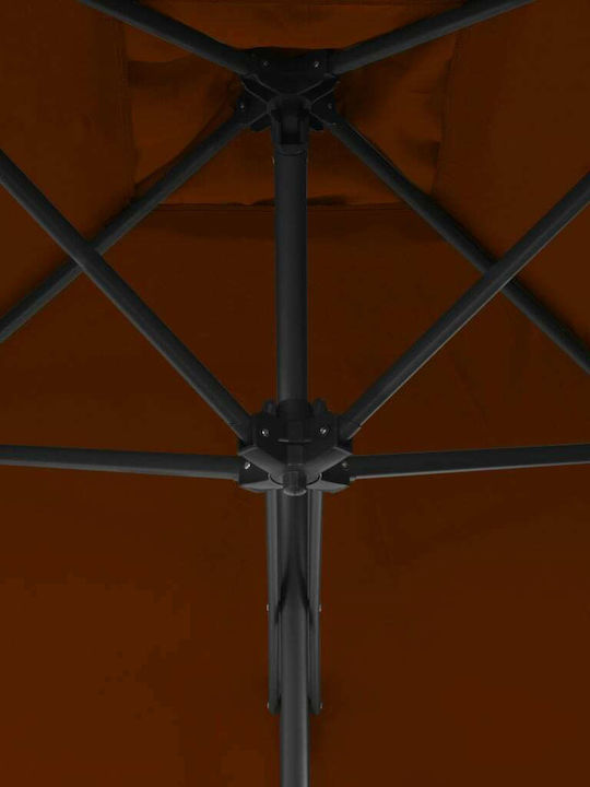 Hanging Square Garden Parasol Metal Terracotta 2.5x2.5xHeight 2.3m