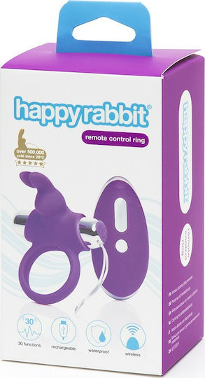 Happy Rabbit Remote Control Cock Ring Δονούμενο Δαχτυλίδι Πέους Μωβ