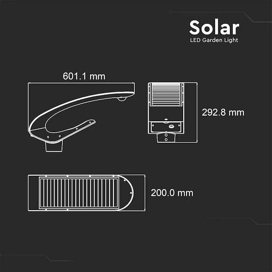 V-TAC Lampă Solară pardoseală 20W 2000lm Alb Natural 4000K cu Fotocelulă IP65 60.11bucx29.28bucx20buccm