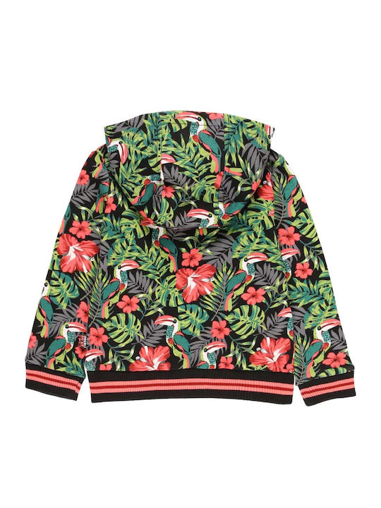 Boboli Girls Hooded Sweatshirt Tropic with Zipper Multicolour