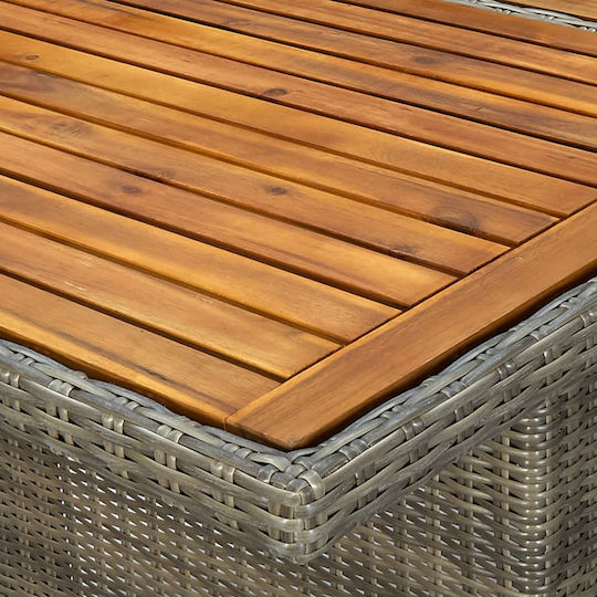 Masa pentru spații exterioare Rattan cu suprafață din lemn CAFE 200x100x74buc
