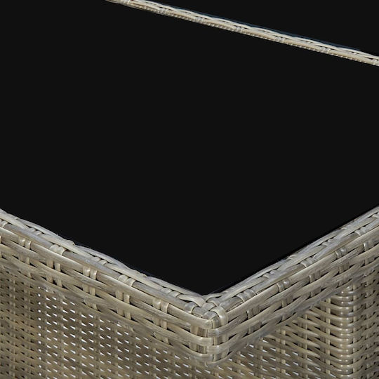 Masa pentru spații exterioare Rattan cu suprafață din sticlă CAFE 200x100x74buc