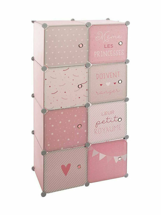 Children's Storage Box made of Plastic Storage System With 8 Cubes Pink 8pcs