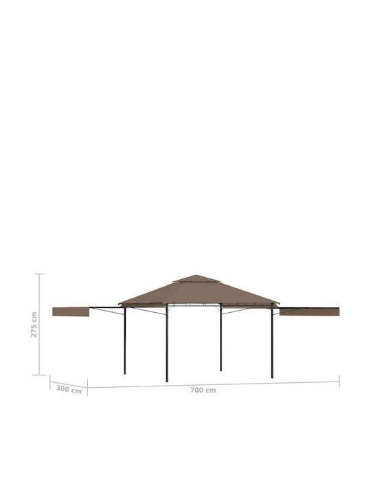 vidaXL Беседка Градина Taupe 3x3м