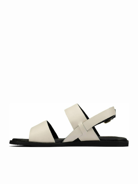 Karsea Leather Women's Flat Sandals Anatomic in White Color
