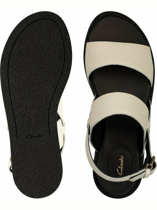 Karsea Leather Women's Flat Sandals Anatomic in White Color