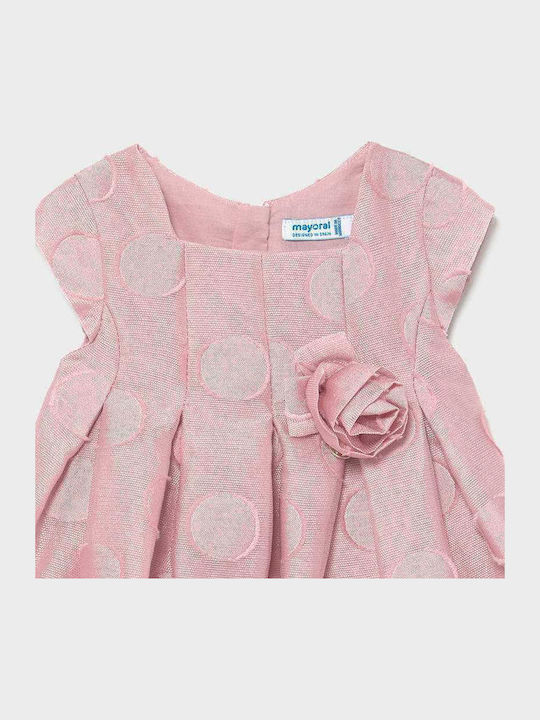 Kinderkleid Kurzärmelig Satin Polka Dot Rosa