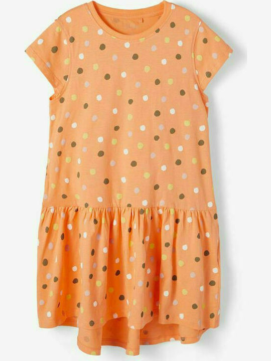 Name It Mädchen Kleid Polka Dot Kurzärmelig Orange