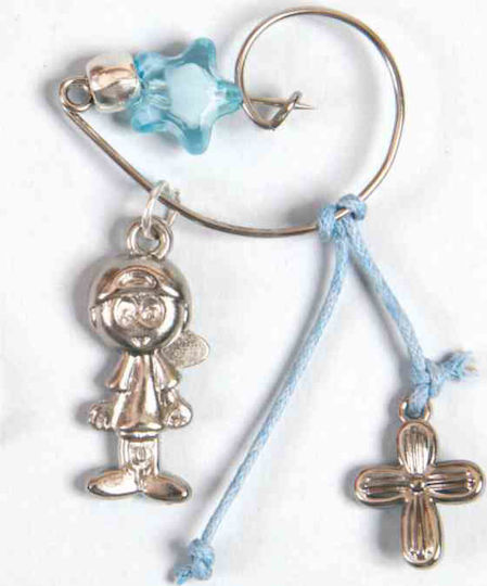 Mouchtaris Collection Μαρτυρικό Βάπτισης με Παραμάνα Μεταλλικό Γαλάζιο 50τμχ