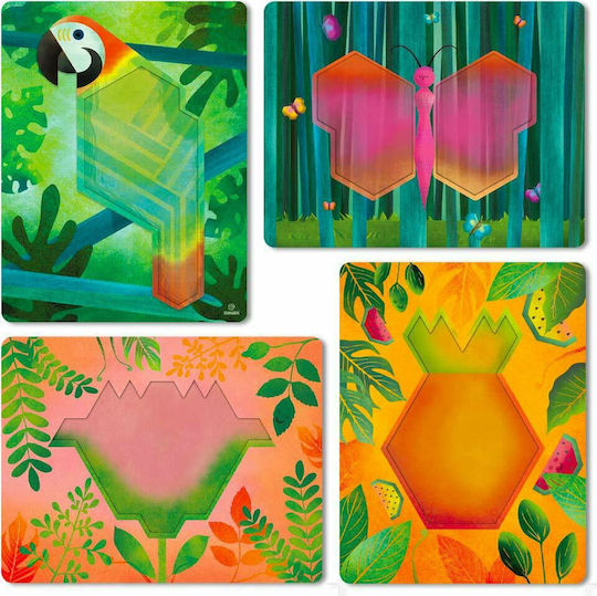 Svoora Svoora Building Blocks Composition of Shapes and 4 Cards Nature Wooden for 4+ Years 80 Pieces