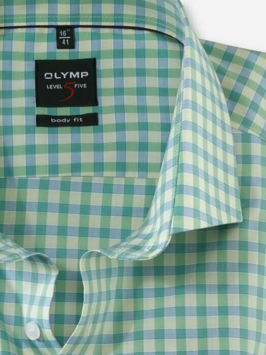 Olymp Level Five Men's Shirt Long Sleeve Cotton Checked Green