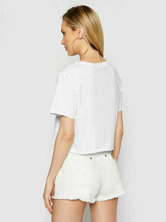 Guess Women's Summer Crop Top Cotton Short Sleeve White