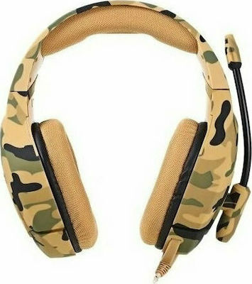 Onikuma Onikuma K1-B Camouflage Over Ear Gaming Headset με σύνδεση 3.5mm Καφέ