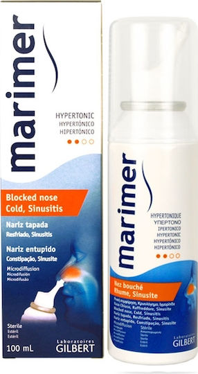 Gilbert Lab Marimer Hypertonic Blocked Nose Cold Sinusitis Ρινικό Σπρέι με Θαλασσινό Νερό για Όλη την Οικογένεια 100ml