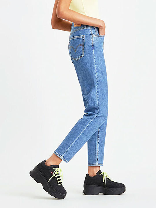High Waist Women's Jean Trousers in Mom Fit Medium Indigo