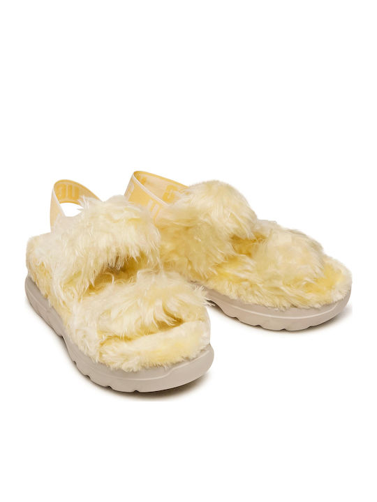 Fluff Sugar Flache Sandalen für Damen Flatforms in Gelb Farbe