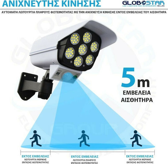 GloboStar Solar Dummy Surveillance Bullet Camera with LED Lighting White & Camera Shape