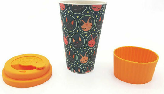 Spacecow Star Cats Mug Bamboo with Lid Multicolored 400ml