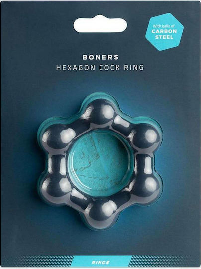 Boners Hexagon Cockring with Steel Balls Cock Ring Schwanz Silikon Blau