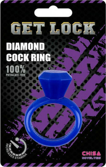 Chisa Novelties Get Lock Diamond Cock Ring Blue 2.5cm