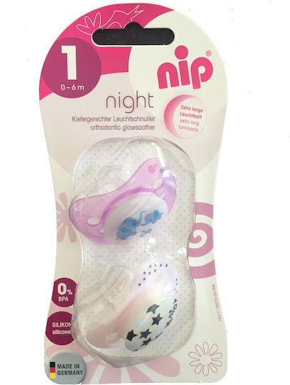 Nip Night Πιπίλες Σιλικόνης Νυκτός για 6+ μηνών 2τμχ