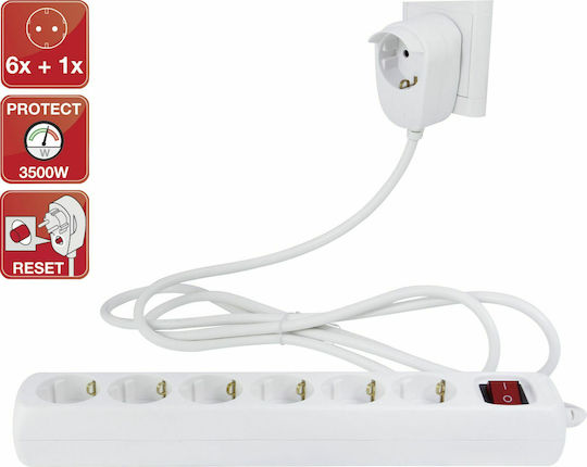 REV WS Power Strip 6 Positions with Switch and Cable 2m