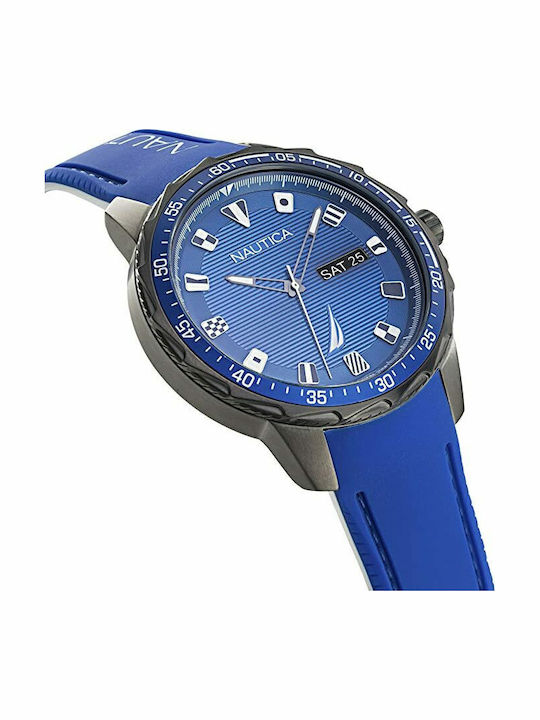 Nautica Coba Lake Ανδρικό Ρολόι 48mm Μπαταρίας με Μπλε Δερμάτινο Λουράκι
