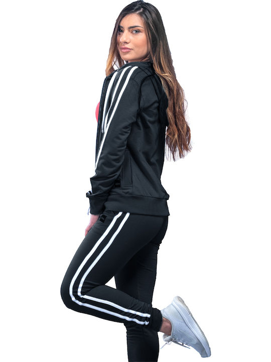 Women's Sweatshirt Jacket Hooded Black