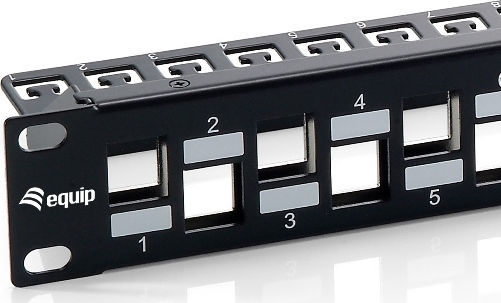 Equip Patch Panel Keystone για Rack 1U 19" 24 Θυρών cat6a Μαύρο
