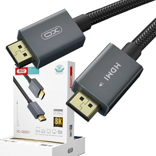 XO HDMI 2.1 Ultra High Speed 48Gbps 4K 120Hz HDR VRR Braided Cable HDMI Male - HDMI Male Length 3m Colour Black