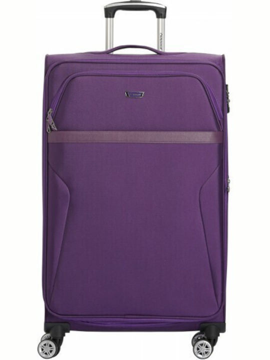Diplomat Large The Atlanta Collection Large Fabric Travel Suitcase Purple with 4 Wheels Height 78cm