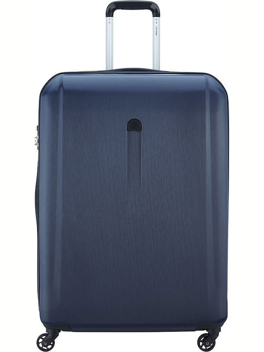 Delsey Meteor Large Hard Blue Travel Suitcase with 4 Wheels Height 78cm