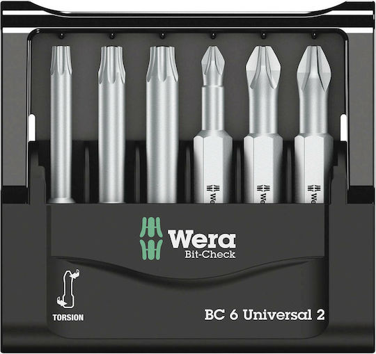 Wera Bit-Check 6 Universal 2 Set 6 Screwdriver Bits Cross / Star/Torx