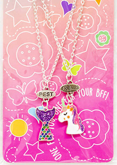 Gama Brands Двойно Колие с Цветни Сърца Best Friends Еднорог/Морска Фея Козметична Играчка Бижу Еднорог/Морска Фея
