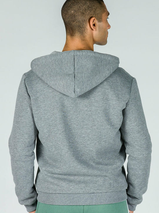 GSA Men's Sweatshirt Jacket with Hood and Pockets Grey Melange