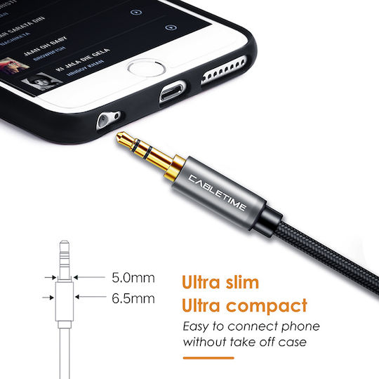 Cabletime Καλώδιο Ήχου 3.5mm male - RCA male Μαύρο 1.8m με Επίχρυσους Ακροδέκτες CT-AV314-P12G-SG1.8