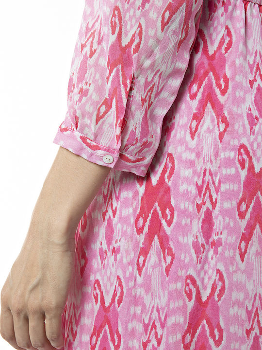 Sommer Midi Damenkleid Wickel Rosa