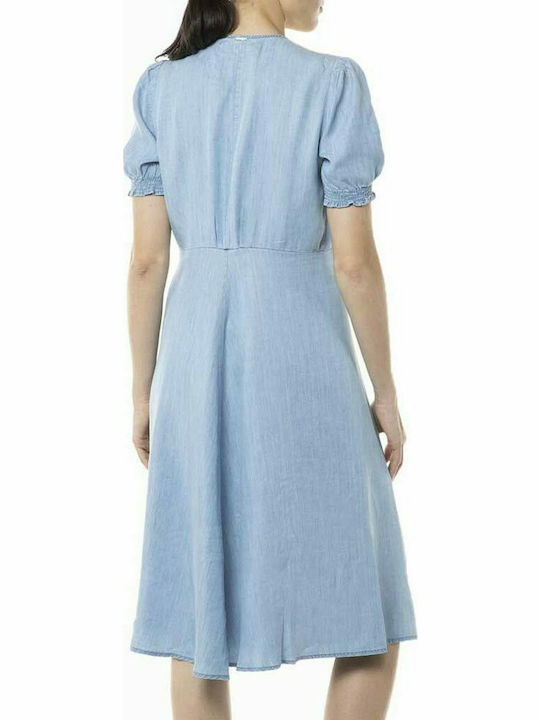 Replay Rochii de vară pentru femei Midi Rochie cu cămașă Rochie Albastru deschis