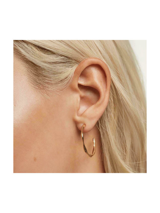 P D Paola Vanilla Earrings Hoops made of Silver Gold Plated with Stones